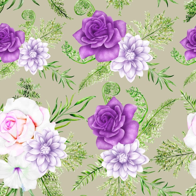 beautiful purple floral seamless pattern