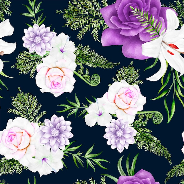 beautiful purple floral seamless pattern