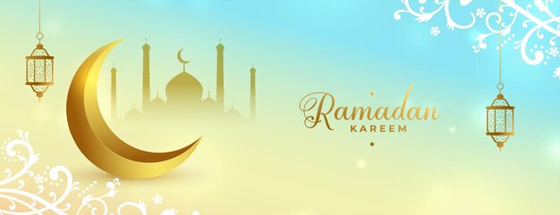 Beautiful ramadan kareem arabic floral decorative banner design