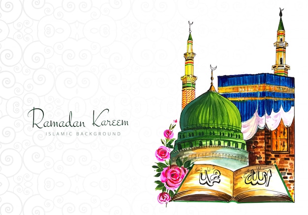 Beautiful ramadan kareem  greeting card background