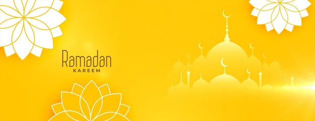 Beautiful ramadan kareem yellow flowers banner design