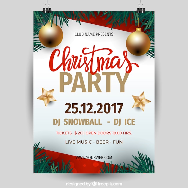 Beautiful realistic poster for a christmas party