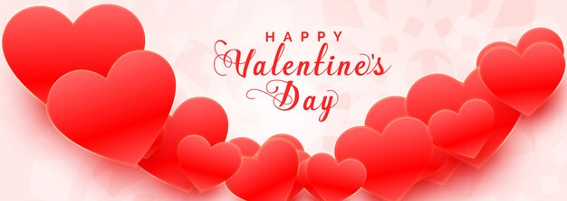 Beautiful red 3d hearts valentines day banner