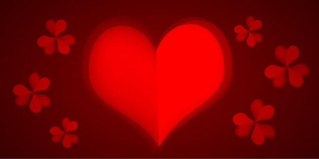 Beautiful Red Love Valentines Day Banner Background Multipurpose 3D Heart Glass Effect