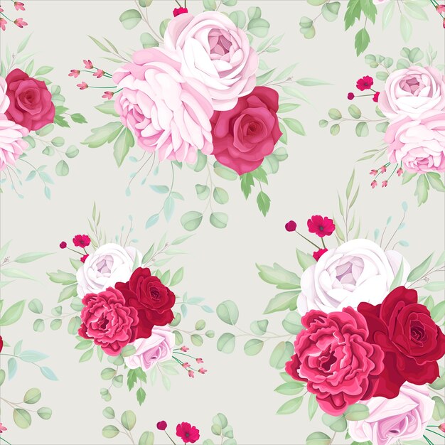 beautiful red and pink floral frame seamless pattern design