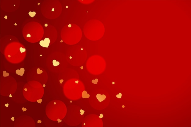 Free Vector beautiful red valentines day background with golden hearts