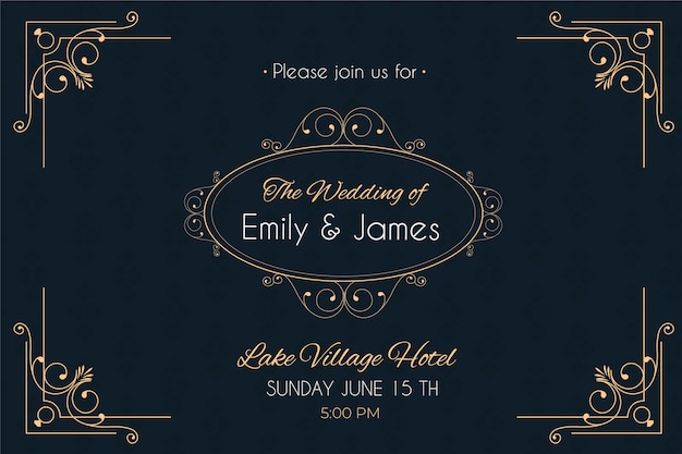 Beautiful retro wedding invitation