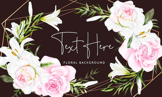 beautiful romantic floral wreath background template