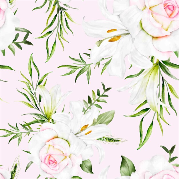 beautiful romantic floral wreath seamless pattern