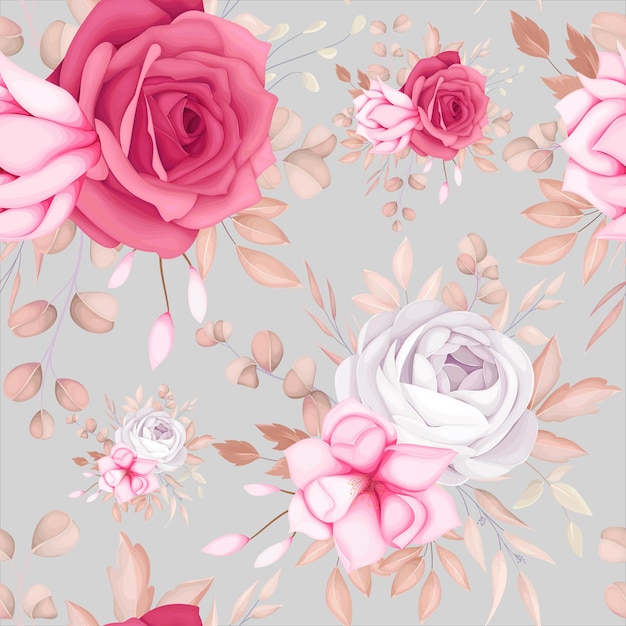 beautiful romantic maroon flower seamless pattern