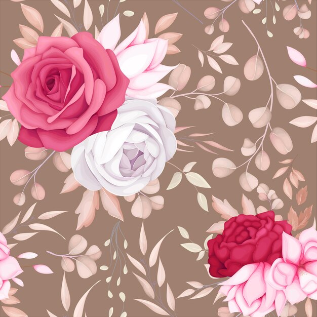 beautiful romantic maroon flower seamless pattern