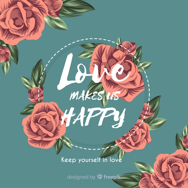 Free Vector beautiful romantic message with flowers