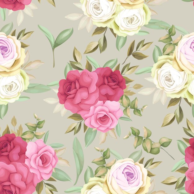 Beautiful rose flower  hand drawing seamless pattern desain