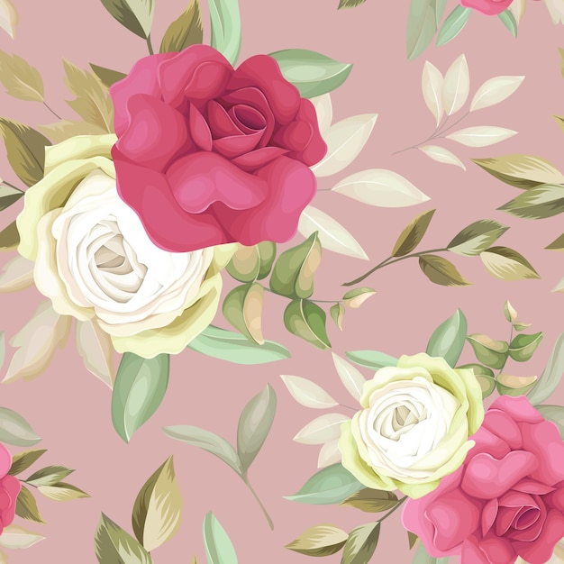 Beautiful rose flower  hand drawing seamless pattern desain