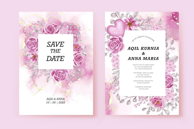 Beautiful rose pink wedding card template