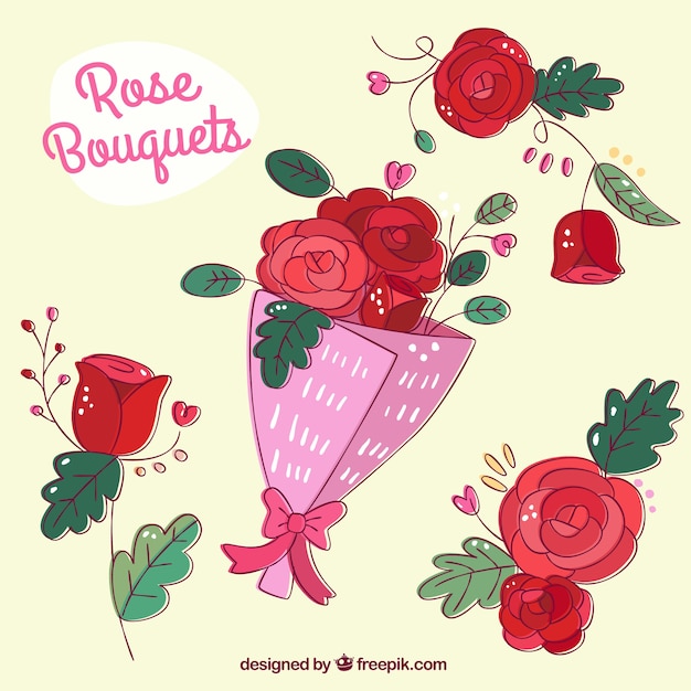 Free vector beautiful roses bouquets