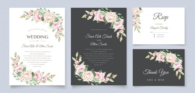 beautiful roses invitation card template