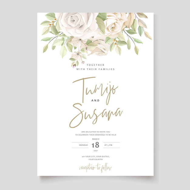 beautiful roses invitation card template