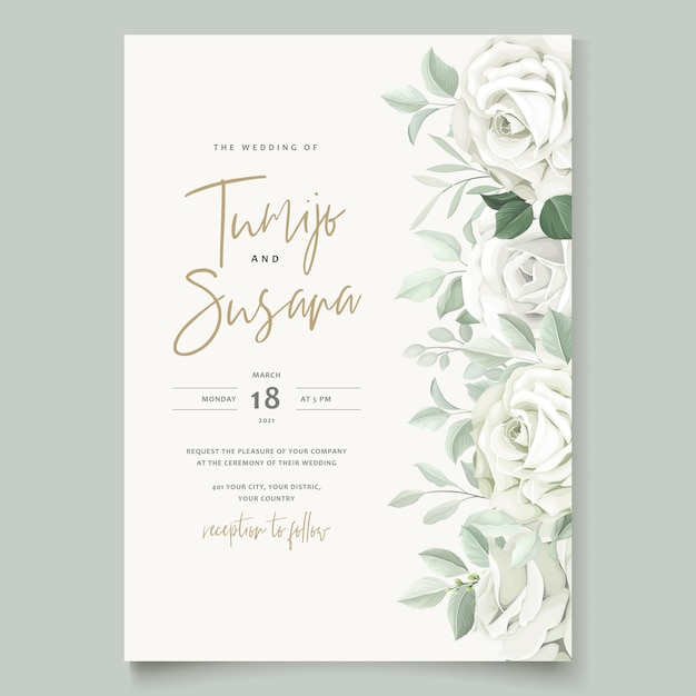 Free Vector beautiful roses invitation card template