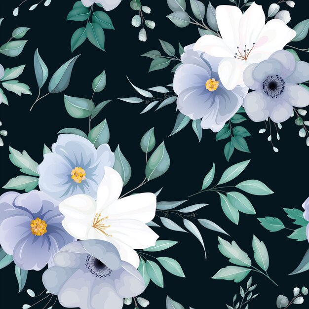 Beautiful seamless pattern with elegant flower and leaves