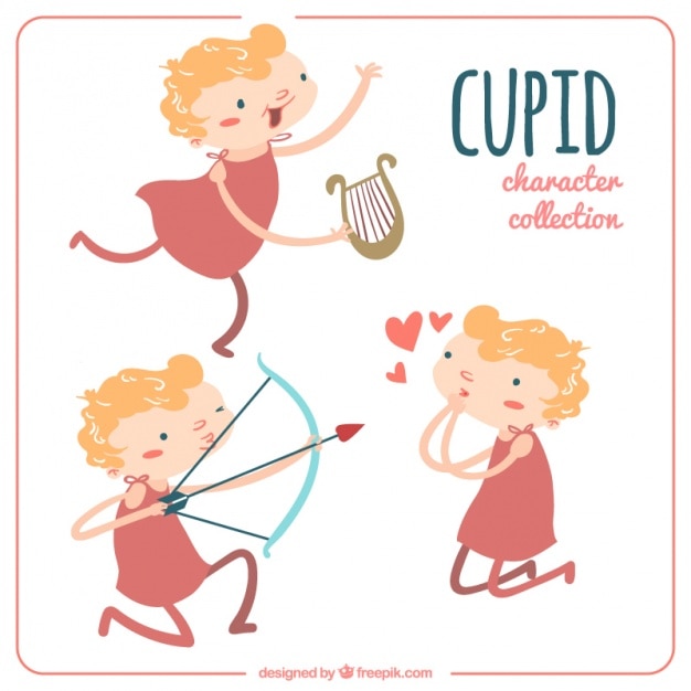 Free vector beautiful set of cupid characters