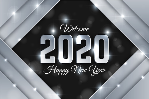 Beautiful silver new year 2020 background