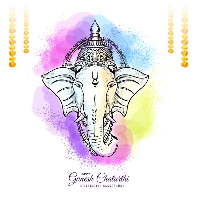 Free Vector beautiful sketch art ganesh chaturthi card design