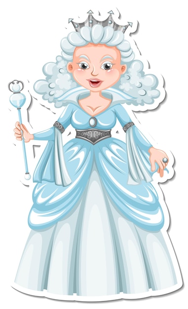 Free Vector beautiful snow queen cartoon character sticker