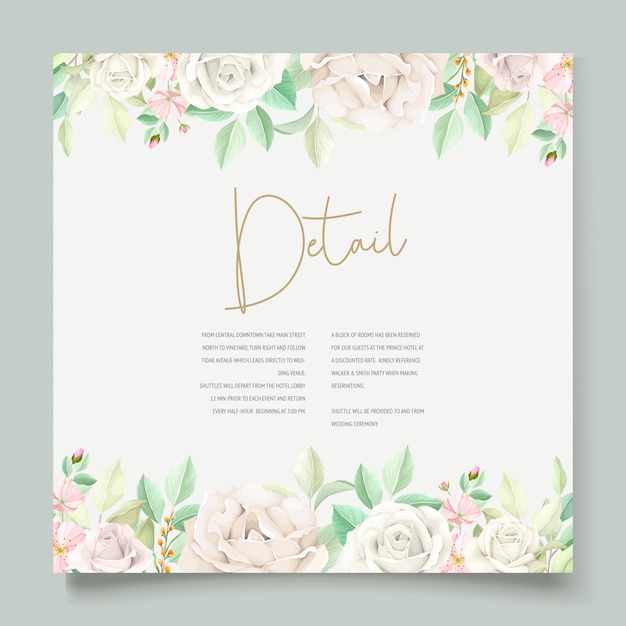 Free Vector beautiful soft floral and leaves wedding invitation card