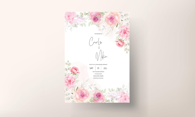 Beautiful soft flower wedding invitation card