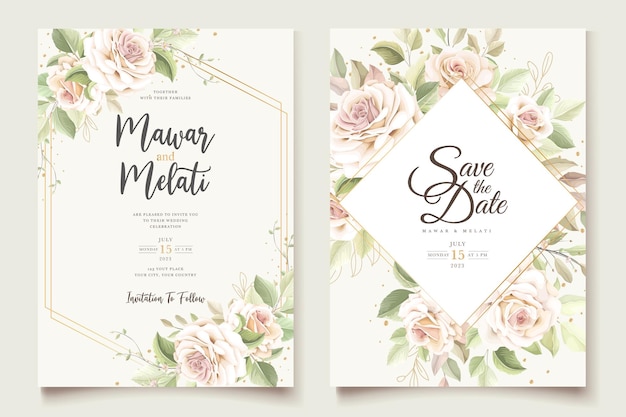 beautiful soft roses invitation card set