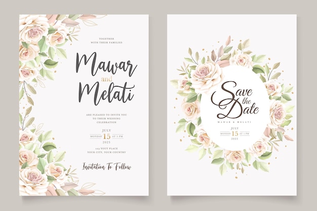 beautiful soft roses invitation card set