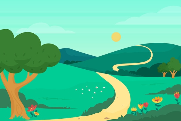 Free Vector beautiful spring landscape background