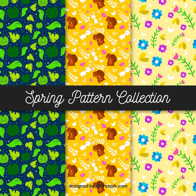 Free Vector beautiful spring pattern pack