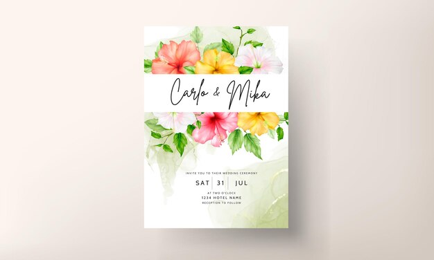 beautiful summer flower wedding invitation card template