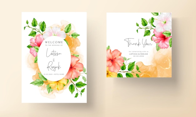 beautiful summer flower wedding invitation card template