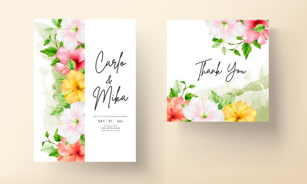 beautiful summer flower wedding invitation card template