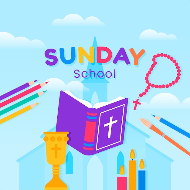 Beautiful sunday school illustration