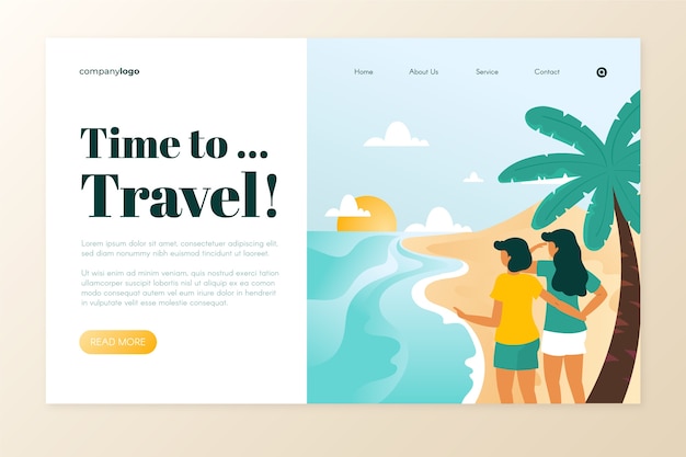 Free Vector beautiful travel landing page