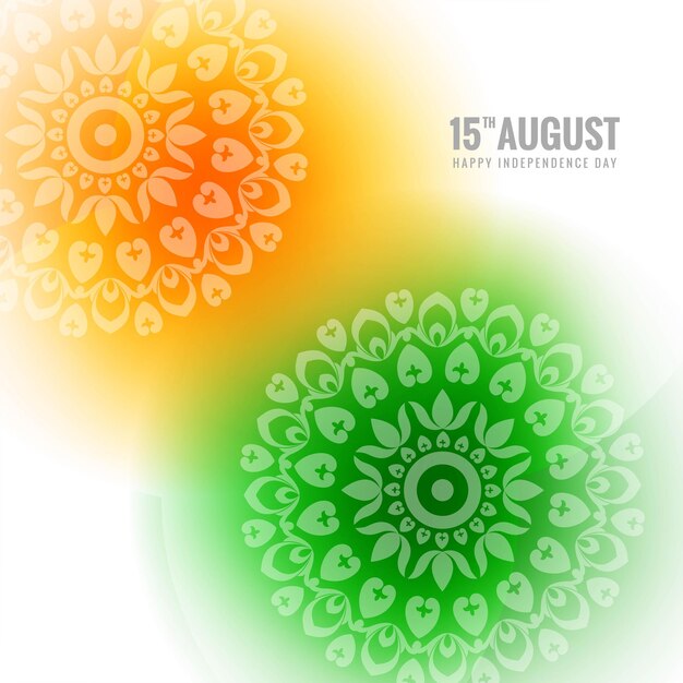 Beautiful tricolor mandala with indian flag celebration card background