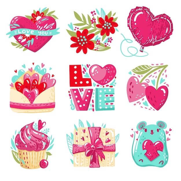 Free vector beautiful valentine's day badge