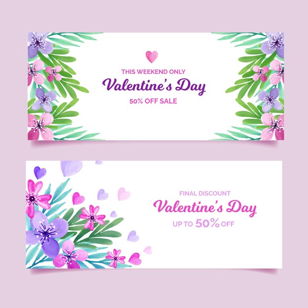 Beautiful valentine's day sale banners