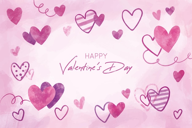 beautiful valentines day background with hand drawn hearts