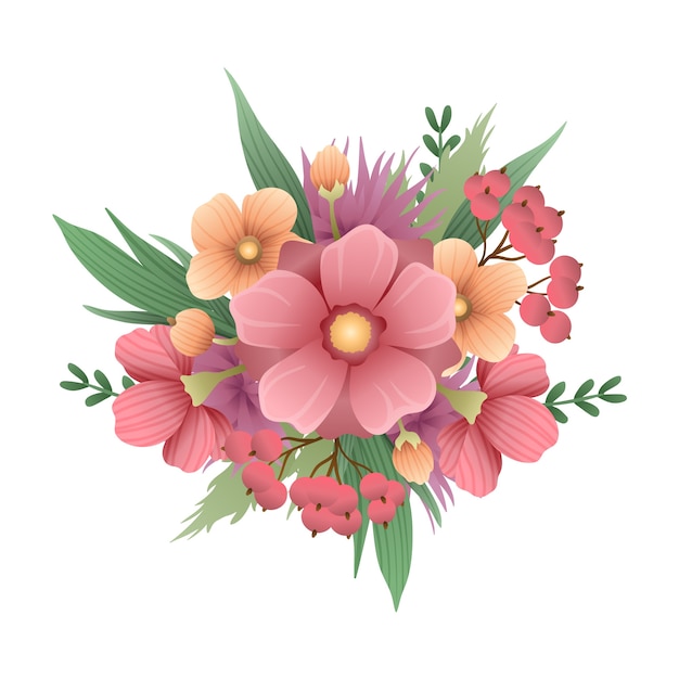 Free vector beautiful vintage bouquet of flowers