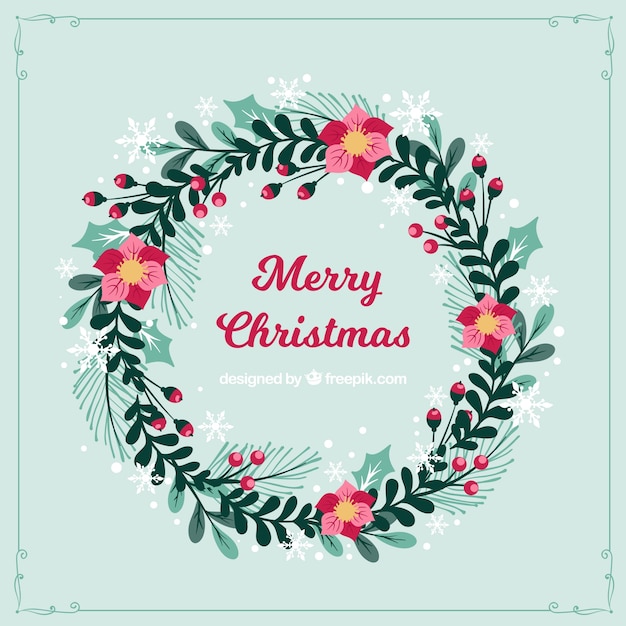 Free Vector beautiful vintage christmas wreath background