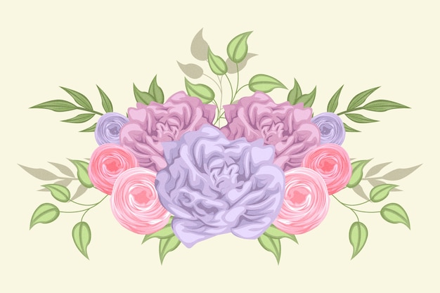 Free Vector beautiful vintage floral bouquet