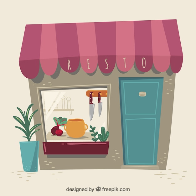 Free Vector beautiful vintage restaurant facade