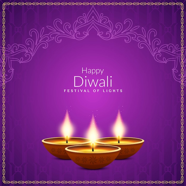 Beautiful violet Happy Diwali festival background