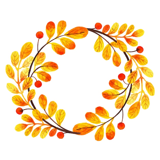 Free Vector beautiful watercolor autumn leaves frame