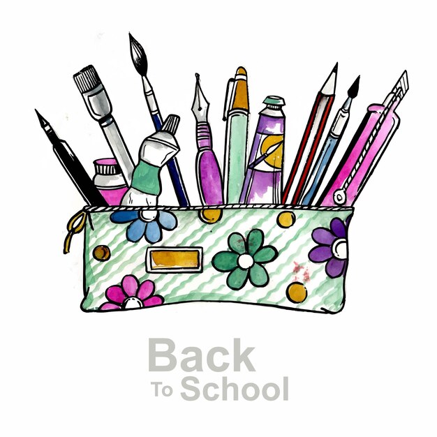 Beautiful watercolor back to school illustration